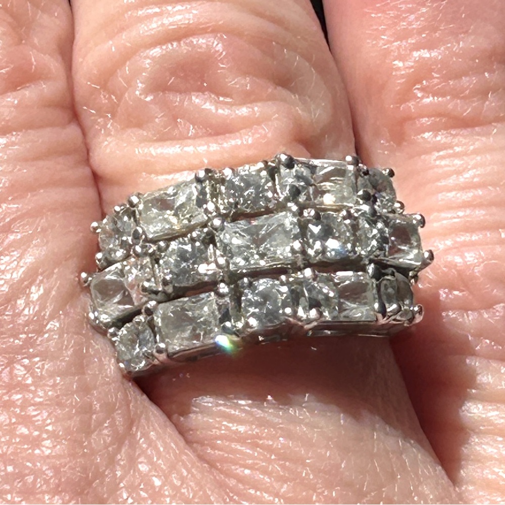 Baguette and round Cubic Zirconia cocktail ring